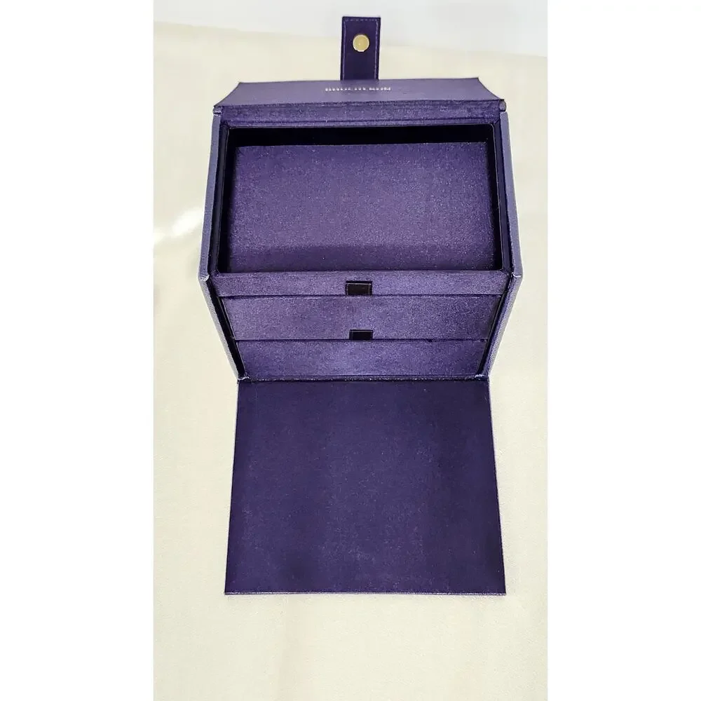 Boucheron France 3 Tier Faux Snakeskin Purple Jewelry Box 2 Drawers Luxury